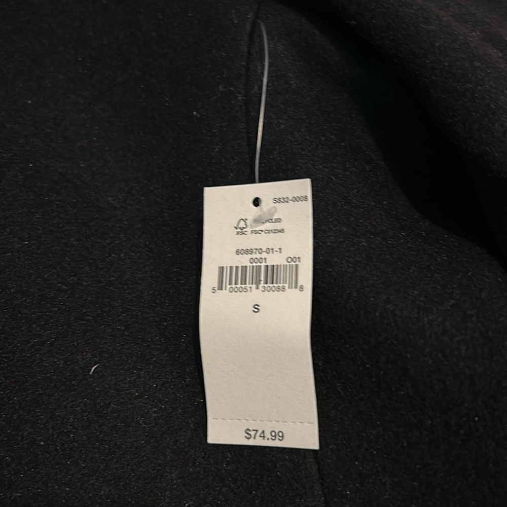 NWT Old Navy Black Zipper Front Peacoat with Pockets - Picture 3 of 9